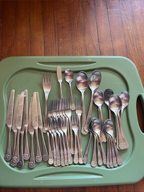 Robert Welch flatware Vintage Scroll-Handled Stainless Flatware Set ammonite